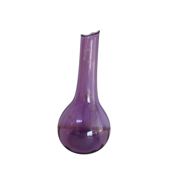 Vintage Kochi Purple Hand Blown Glass Bud Vase Signed Studio Art 7" x 3.25" - Picture 2 of 7